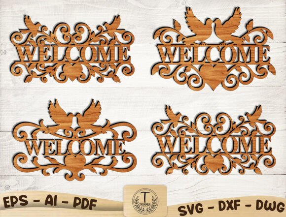 Download Welcome Sign Laser Cut Files SVG Bundle - Cut files Collection