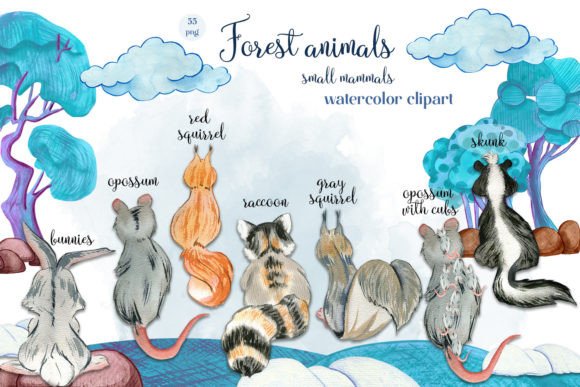 Download Animal Watercolor Clipart Back of Mammal - Mammal Collection